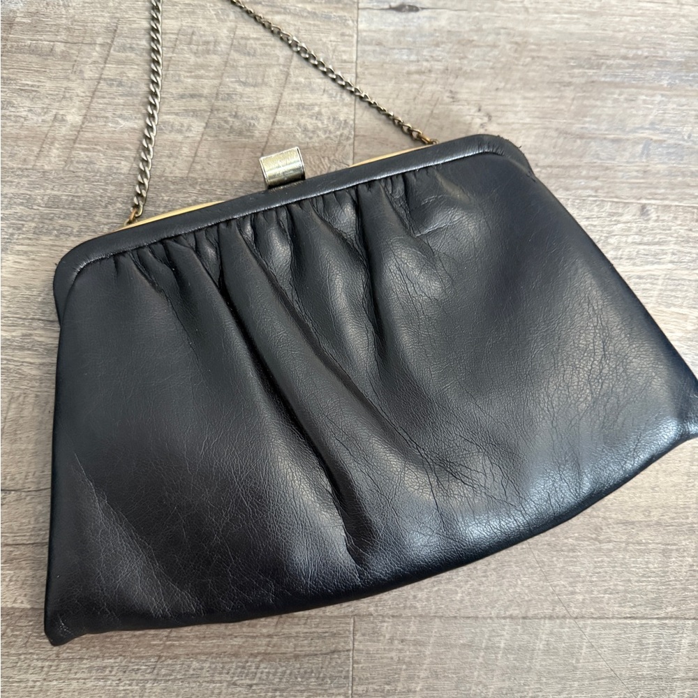 Vintage Elegant Black Leather Clutch